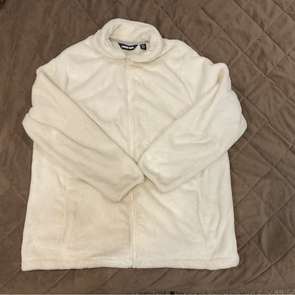 Lands' End Jackets & Blazers - Lands' End Soft White Plush Faux Fur Jacket - Full Zip